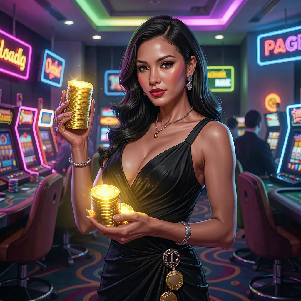 Confident casino player holding colorful chips in a vibrant gaming atmosphere at 903PH casino showcasing premium entertainment for the Philippines
